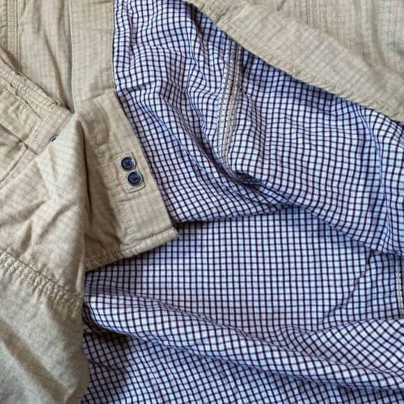 Coogi Mens Beige Long-Sleeve Button-Up Shirt 4XL 100% Cotton Casual Checked - Picture 8 of 13